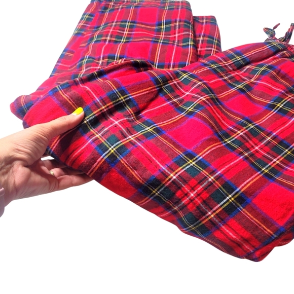 Lands End Men's Large Sherpa Fleece Lined Flannel Pajama Pant Tartan Plaid - Picture 2 of 8